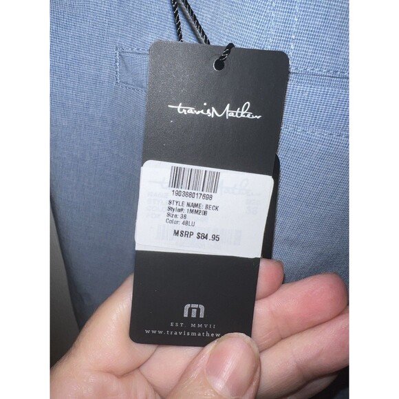 Travis Mathew Beck Performance Golf Shorts Men’s Sz 36 Stretch Blue New 1MM208 - Picture 7 of 13